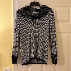 Calvin Klein black and white cowl neck sweater, size small